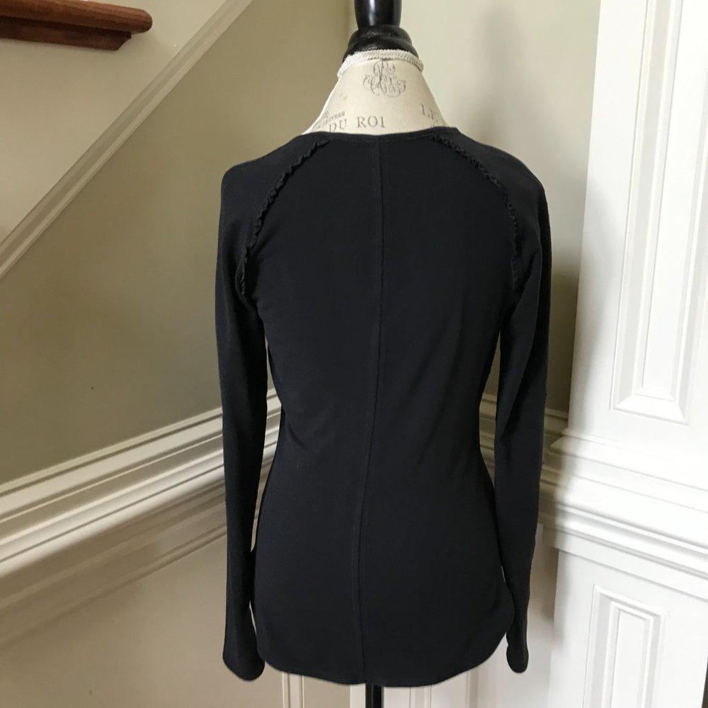 Lululemon Full Tilt Top Shirt Womens 6 Black Crew Neck Long Sleeve Ruffle Run - Picture 11 of 12